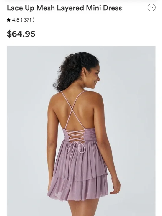 HALARA Lavender Lace Up Mesh Layered Mini Dress NWOT - Picture 2 of 4